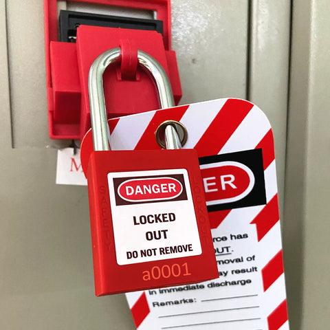 Lockout Tagout Five Pack Identical Padlocks Red Color With Two Keys Per Lock Key Alike Safety Locks For Stations And Devices