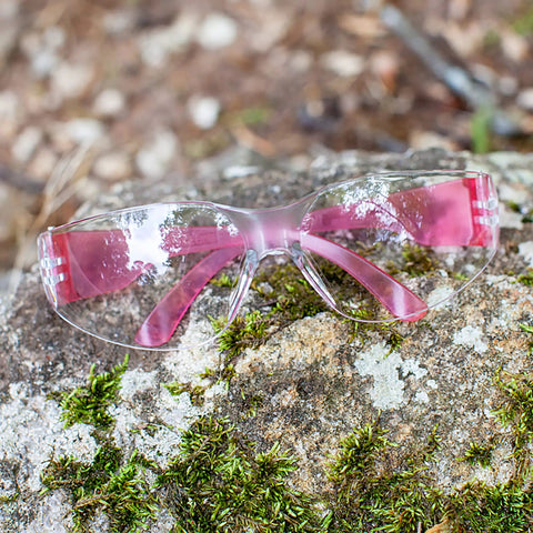 Clear Lens Pink Safety Glasses Pack Of 12 Pairs With Polycarbonate Impact Resistant Lenses, Lightweight Protective Eyewear