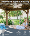 Kick Back And Chill With This Wireless Ceiling Fan 20 Inches Powered By 20000mAh Battery And Smooth Led Lighting Remote Control For Backyard Gazebo Setup with built-in rechargeable battery.