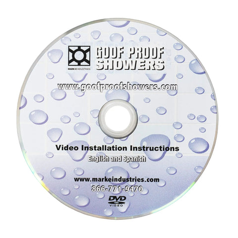 DVD with installation instructions for Conversion Shower Floor Kit With Built In Slope And Curb For Fast Drainage Tile Over Any Liner