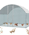 Large Walk In Chicken Coop With Waterproof Round Arch Cover And Anti UV Shield, Heavy Duty Galvanized Mesh Poultry Cage