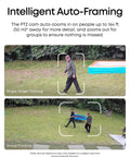 4K Solar Wireless Outdoor Security Camera With Triple Lens Bullet PTZ, showing AI recognition and tracking features in a yard.