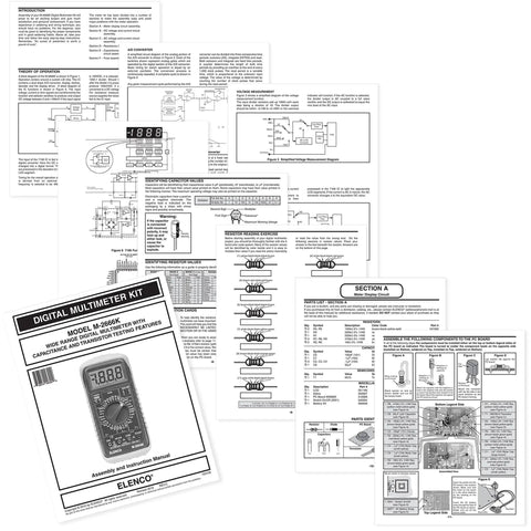 Instruction manual pages for Deluxe Full Function Digital Multimeter Kit With 1.3 Inch Display Overload Protection Capacitance To 200uF