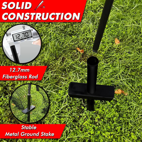 Backyard Baseball Batting Cage For Baseball And Softball Practice 22 Ft Portable Net metal stakes in grass for stability