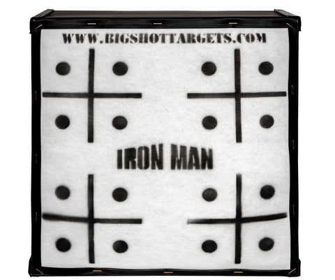 Iron Man 30 inch archery target with black cross and dot design, ultra-durable high density shell, military-grade fibers