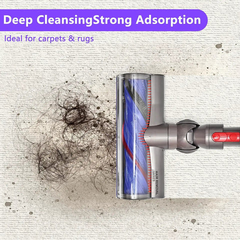 Replacement No-Tangle Vacuum Head For Dyson Cordless V7 V8 V10 V11 V15, cleaning hair from carpet