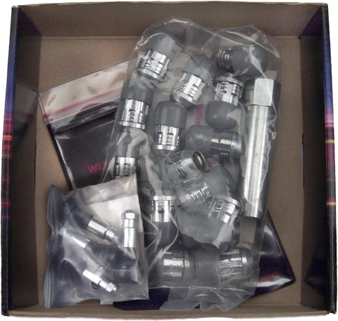 Chrome With Blue Cap SplineDrive Wheel Installation Kit For 4 Lug Wheels M12 X 1.25 Thread Size Includes 16 Lug Nuts, 1 Installation Tool