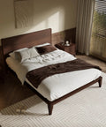 Total Game Changer Full Size Bamboo Platform Bed Frame With Extra Tall Headboard Heavy Duty Wood Slat Support Mid Century Modern Espresso Finish Quick Assembly No Box Spring Needed For Dreamy Bedroom Setup in stylish bedroom setting.