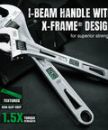 Close-up of Three Piece Adjustable Wrench Set 6 Inch 8 Inch 10 Inch Chrome Vanadium Steel SAE And Metric Scales Heavy Duty Corrosion Resistant