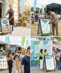 Double Sided A Frame Sign 24 By 36 Inch Boss Grade Heavy Duty Folding Sandwich Board Outdoor Poster Frame Slide In Slot Frame Only No White Board Easy Poster Change For Street Advertising shown at various events