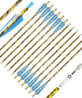 12 Pack 20 Inch Carbon Crossbow Bolts With 125 Grain Removable Tips, Camouflage Shaft, Low Hand Shock, Straight Flight