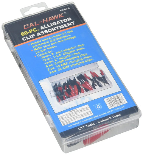 Alligator Clip and Clamp Assortment Kit, 60 Piece Electrical Repair Set for Test Gear and Chargers in clear packaging
