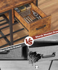 Comparison of wooden drawer and fabric drawer in All In One 3D Printer Workstation With Filament Storage, Metal Table, Drawer, And Power Hub.