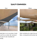 Quality comparison of Rectangle Shade Sail 10x13 Outdoor Canopy For Patio And Garden, UV Blocking 95% Shade Solution, Durable PE Fabric