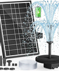 Go To Solar Fountain Pump With Battery Backup For Bird Bath And Garden, 8.5W solar panel, dual layer nozzles, PVC tubing, water spray