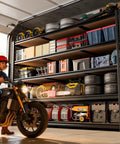 Heavy Duty Garage Shelving Unit 3500 Lbs Capacity, 60 Inch Wide 5 Tier Storage Rack For Tools, Gear, And Oversized Items, Ultra Sturdy Metal Shelves For Home, Garage, Or Workshop Organization in garage with tools and bins