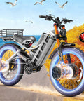 Badass Heavy Duty Beast Mode Electric Bike For Adults, 5600W Dual Motor, 60V 80Ah Battery With 240 Mile Range, 50 Mph Speed, 26x4.0 Fat Tire Full Suspension Ebike with glowing tires.