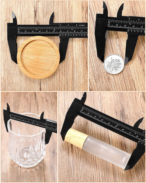 20 Pack Mini Plastic Vernier Calipers 6 Inch 150 mm Dual Scale Metric And Inch Black Eyebrow Ruler Sliding Gauge Measuring Wood, Coin, Glass, Bottle