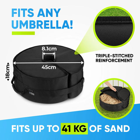 Heavy Duty 18 Inch Round Umbrella Base Weight with side slot opening for offset cantilever and outdoor patio umbrellas