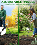 Two people using a 32x10 Lawn Leveling Rake With Serrated Edge And Smooth Plate Heavy Duty Stainless Leveling Rake With 72 Inch Adjustable Handle