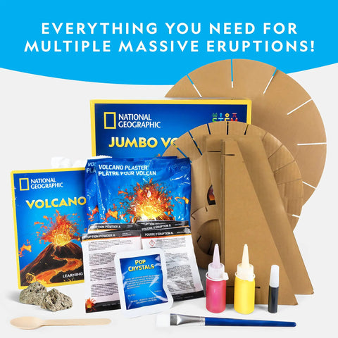 Massive Volcano Science Kit For Kids Ages 8 To 12 With A Giant Two Foot Erupting Volcano Easy Setup Realistic Experiments Perfect For Science Fair Projects And Hands On Learning, National Geographic kit parts