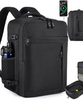 Under Seat Travel Backpack For Men And Women Airline Approved Personal Item Fits 15.6 Inch Laptop 30L Carry On Bag TSA Friendly Black
