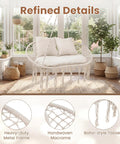 Double Hammock Chair With Cushions For Indoor And Outdoor Hangouts Boho Macrame Swing Seat That Fits Two People with tassels shown in a sunroom