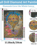 Hot Air Balloon Diamond Painting Kit For Adults Stained Glass Style Diamond Art Set Gem Art Craft For Home Wall Decor 12x16 Inches Includes All Supplies Extra Beads And Tools For A Chill Relaxing Crafting Experience, canvas layout view with details and sizes highlighted