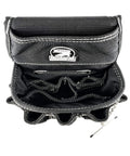 Open view of rugged tool pouch from Electrician's Combo Belt With Pro-Comfort Back Support, breathable channels visible