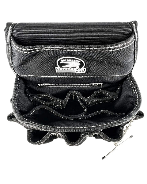 Open view of rugged tool pouch from Electrician's Combo Belt With Pro-Comfort Back Support, breathable channels visible