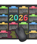 Stitched Edge Slick Mouse Pad With Non Slip Rubber Base For Computers And Laptops, 9.6 X 7.9 Inch 0.1 Inch Thick Black Calendar Edition 2026