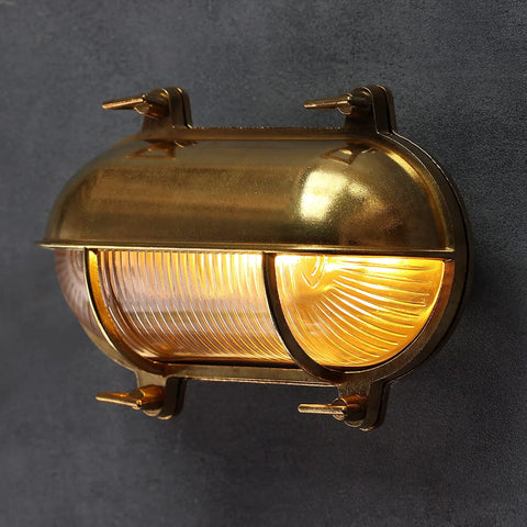 Nautical Brass Bulkhead Wall Light Lampshade Only For Indoor Outdoor Use IP65 Waterproof E27 Ready Old School Vintage Industrial Sconce