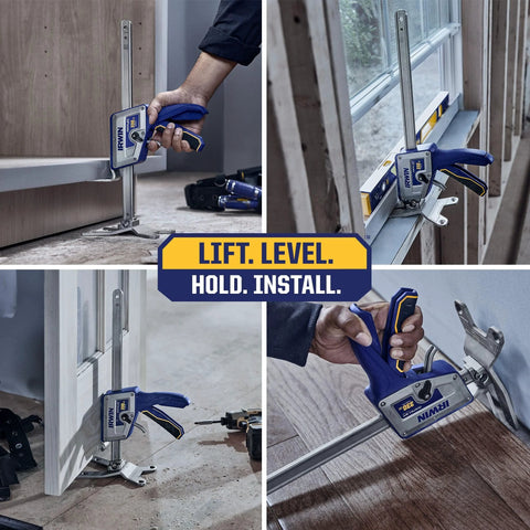 IRWIN Quick-Lift construction jack with blue handle and vertical lift rod; lifts up to 10 in, 330 lb