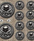 Badass 30Mm Skull Screw Back Buttons For Leather Crafting Premium Coin Style Alloy Snap Fasteners With Corrosion Resistant Finish display.