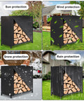 4ft Firewood Rack Cover Waterproof 420D Oxford Outdoor Storage With Zipper Drawstring And Windproof Straps All Weather Log Holder Cover For Dry Dust Free Wood And Rack Ready To Go