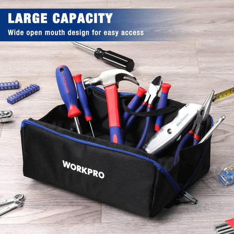 Heavy Duty 10 Inch Tool Bag With Zipper Wide Mouth Pouch All Purpose Organizer Tote 3 Pack Built Tough From 1680D Oxford Cloth
