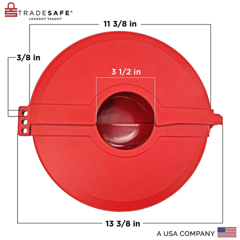 Red Gate Valve Lockout Kit for Six and a Half to Ten Inch Valves, Heavy Duty, OSHA Compliant, Impact Resistant, Top View