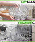 Professional Electric Food Dehydrator With Five Stackable Trays showing easy to clean trays under water and in dishwasher.