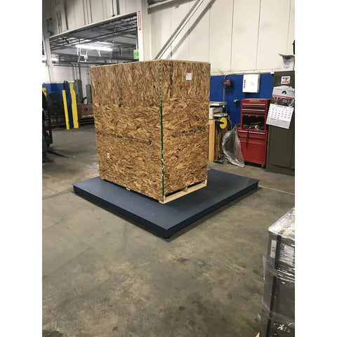 Industrial Floor Scale With Digital Display And NTEP Certification For Warehouse Shipping 48X72 Platform 10000 Lbs Capacity under large wooden crate.