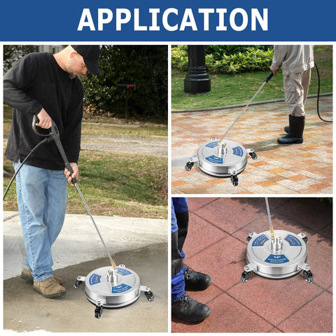 14 Inch Pressure Washer Surface Cleaner with 4 Wheels Stainless Steel Attachment for Concrete Driveways and Tough Grime