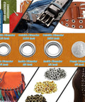 Grommet Tool Kit 1003 Pieces With 1000 Eyelets And Washers One Quarter Inch Inside 6mm Grommets Pliers Set for fabric, belts, shoes