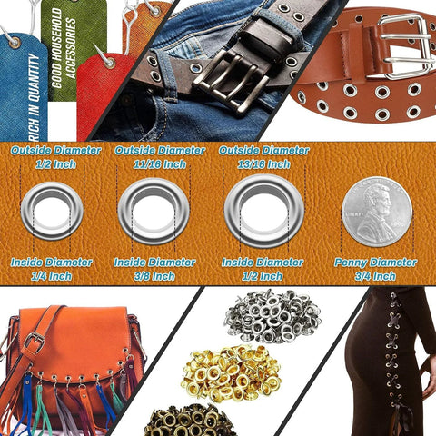 Grommet Tool Kit 1003 Pieces With 1000 Eyelets And Washers One Quarter Inch Inside 6mm Grommets Pliers Set for fabric, belts, shoes