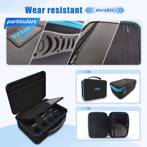 Front view: Diamond tile hole saw kit with pilot bit in a hard case; multiple sizes for drilling marble, ceramic tiles
