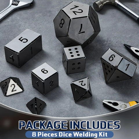 9 Piece Welding Coupons Set Beginner Friendly With 16 Gauge Mild Steel Practice Dice Realistic Metal Welding Kit shown with tools