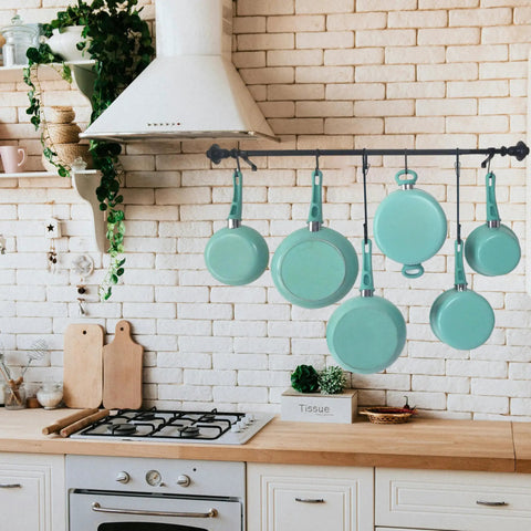 Heavy Duty 12 Inch S Hooks With Safety Buckle For Hanging Plants And More, Long S Hook Hangers shown in a kitchen