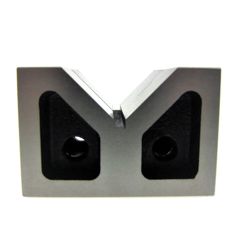 Heavy Duty Cast Iron V Block Set Workhorse For Metalworking, Matched Pair, V Groove 2-1/4 Inch Wide, 1-5/8 Inch Depth, 2-5/8 Inch Length, Machined Square And Parallel For Precision, Distortion Resistant And Built To Last, front view