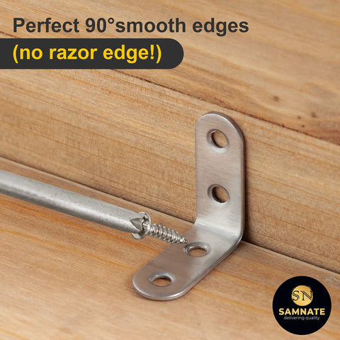 Heavy Duty Stainless Steel L Brackets 40x40x16mm Set Of 20 With Screws for wood shelf reinforcement, 90-degree mounting