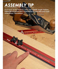 Heavy Duty Stair Tread Template Tool With Rock Solid Clamping Gauge showing length markers for precise measurements.