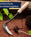 Nejiri Kama Weeding Sickle Tool With Razor Sharp 4 Inch Drop Forged Blade for Quick Weed Removal on brick surface