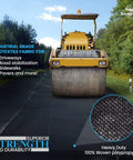 Heavy Duty Geotextile Fabric For Driveway Stabilization And Rock Solid Road Base Reinforcement Woven Polypropylene under a roller on road.